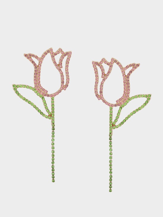 Betsey Johnson Jewelry - Betsey Johnson Tulip Rhinestone Statement Earrings 🌷